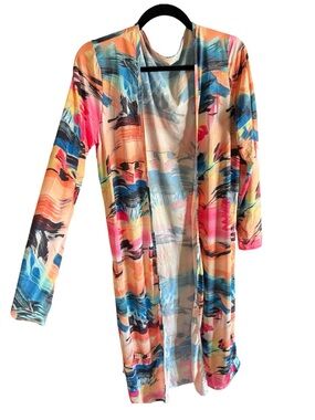 Miami Vibes Open Front Duster Cardigan Swim Cover